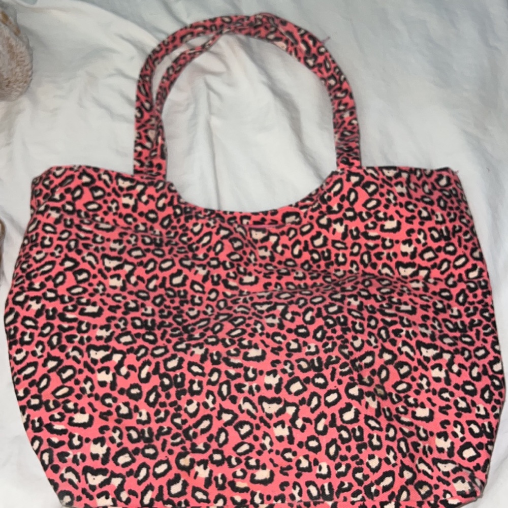 Pink leopard print tote